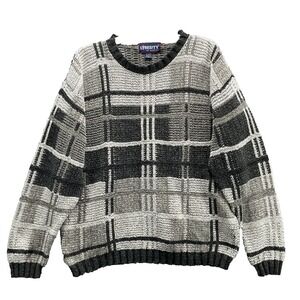 VTG Liberty Sweater Men's XL Preppy Plaid Grandpa Cabin Chunky Academia Fall 90s